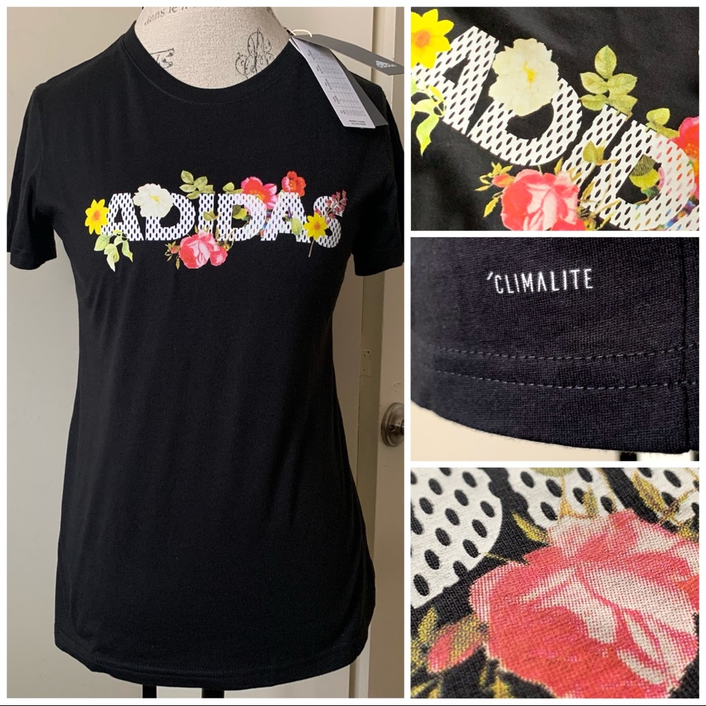 nwt ADIDAS Go-To Tee jersey design logo rose HTF